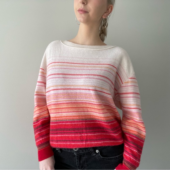 100% cashmere Anthropologie Saturday Sunday Emmeline crewneck sweater striped - Picture 5 of 6